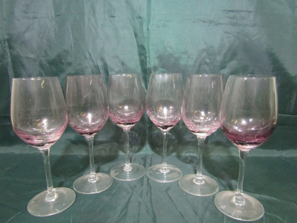 Набор стеклянных бокалов для вина "разбитый" микс 350мл ( 6 штук) (S-1442)