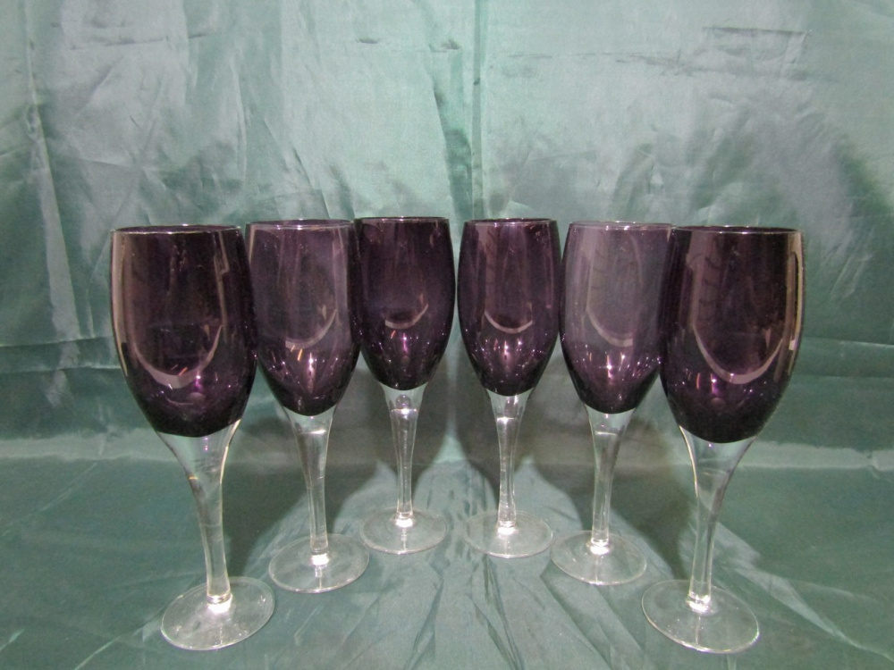 Набор стеклянных бокалов для шампанского "в черном стиле" 350мл (6 штук) (S-1453)