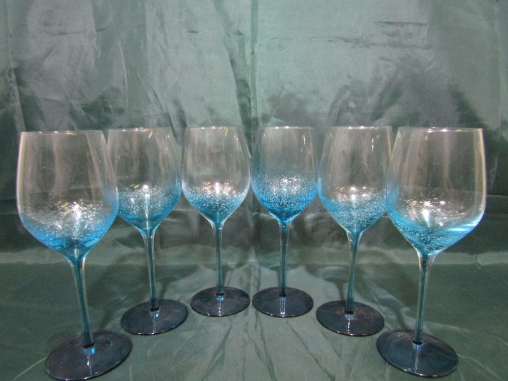 Набор стеклянных  бокалов для вина "пузырьки" 350мл (6 штук) (S-1448)