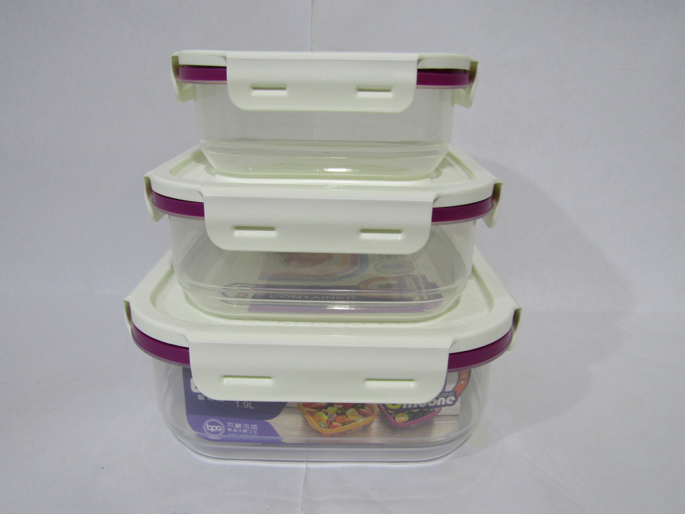 Набор пластиковых пищевых контейнеров 3шт 1,9.1,1.0,6л (S1594)